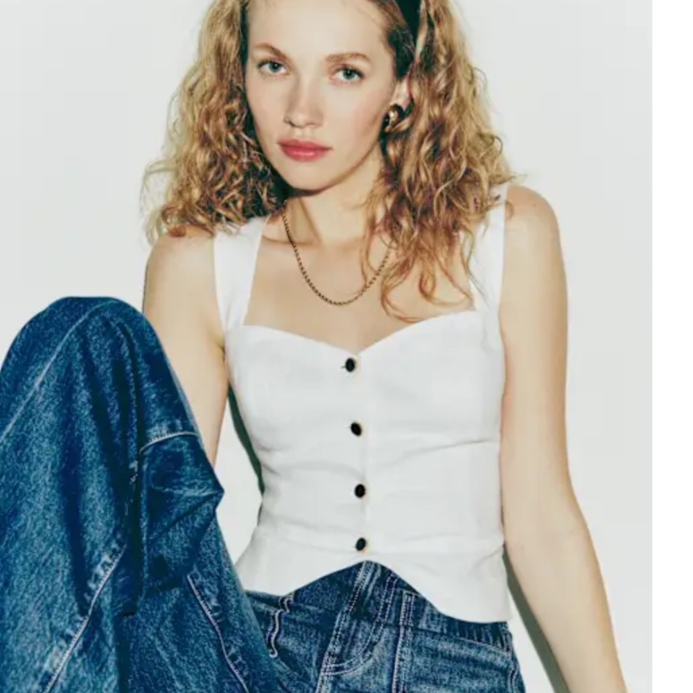 Reformation Kimberly Linen Top White - Size 8